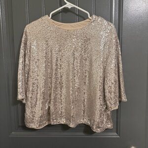 H&M Sparkling Beige Sequin Blouse
